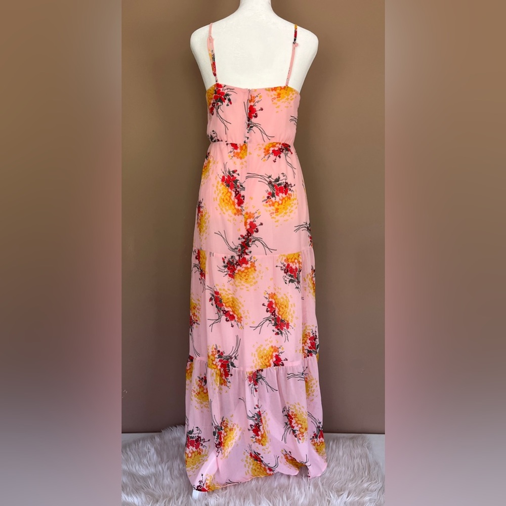 {J. Crew} Sunburst Floral Tiered Sleeveless Maxi Dress in Pink - Women's 0 - Picture 6 of 11